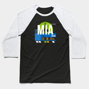 Miami (MIA) Airport // Retro Sunset Baggage Tag Baseball T-Shirt